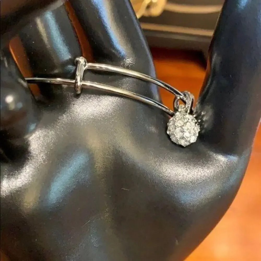 Swarovski Crystal Fireball Bangle Bracelet Silver